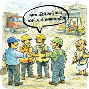 RK Laxman style – Build Safety Culture - A3 paper size (29.7 x 42 cm) – Gujarati