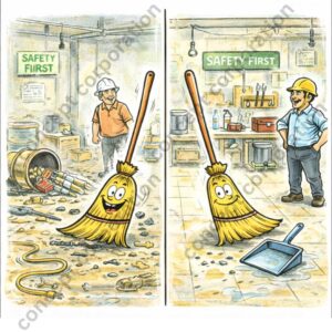 RK Laxman style - Clean Workplace. Safe Workplace - A3 paper size (29.7 x 42 cm) – Gujarati