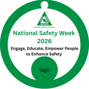 Safety Badge - Safety Week 2026 - (1 side in English, 2nd side in Hindi)  (with pin) (Pack of 50) 2.5x2.5inch
