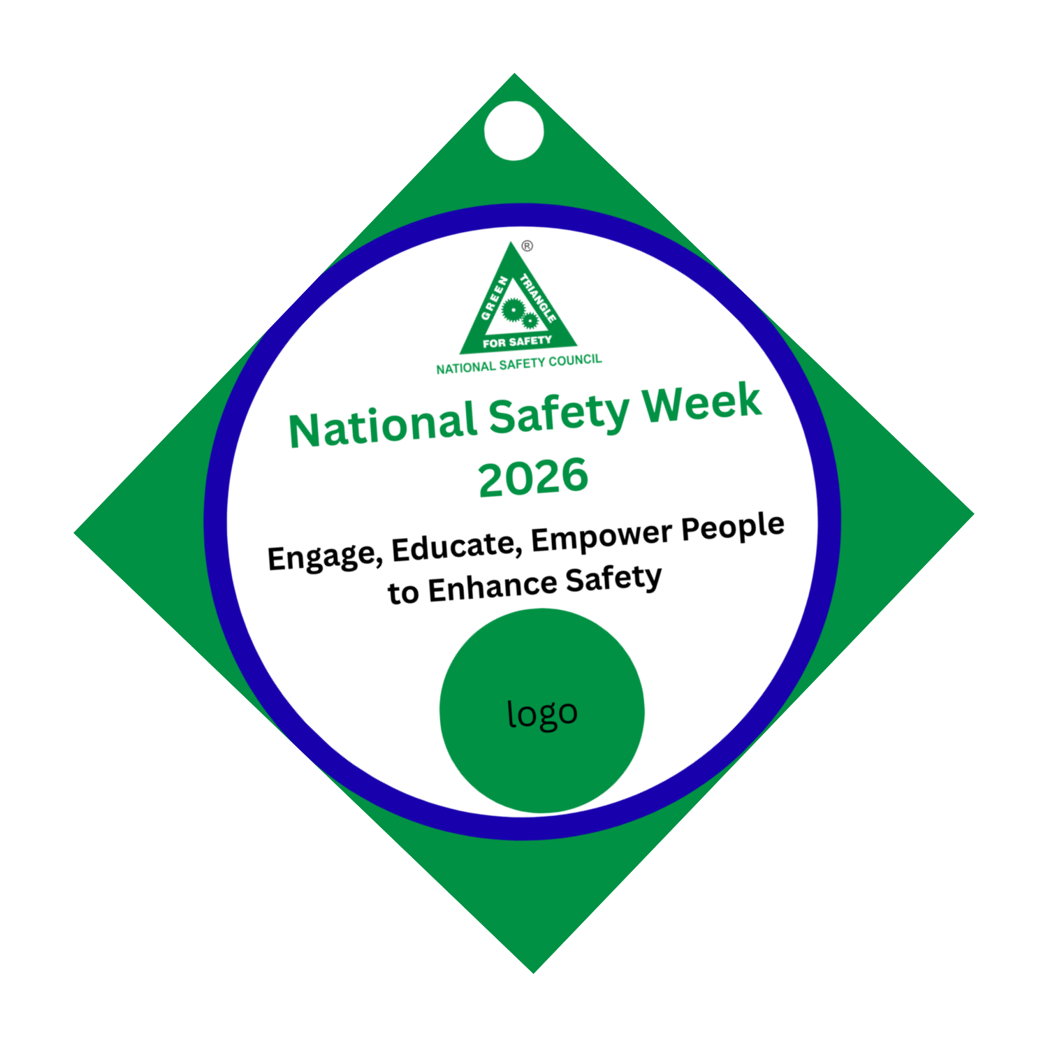 Safety Badge – Safety Week 2026 – (1 side in English, 2nd side in Hindi)  (with pin) (Pack of 50) 2.5×2.5inch